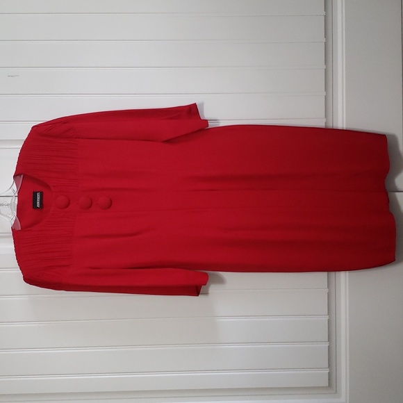 Vintage John Roberts Red Front Button Dress Top Three Oversized Buttons SZ 10/12 - Picture 2 of 12